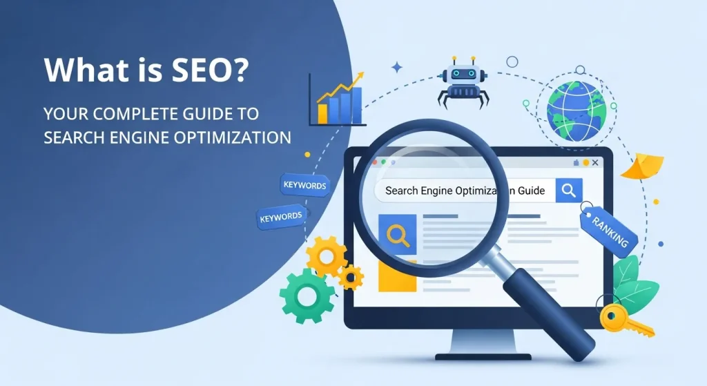 An informative guide on SEO, explaining 'What is SEO' and how search engine optimization works for improving website rankings and visibility in search engines.