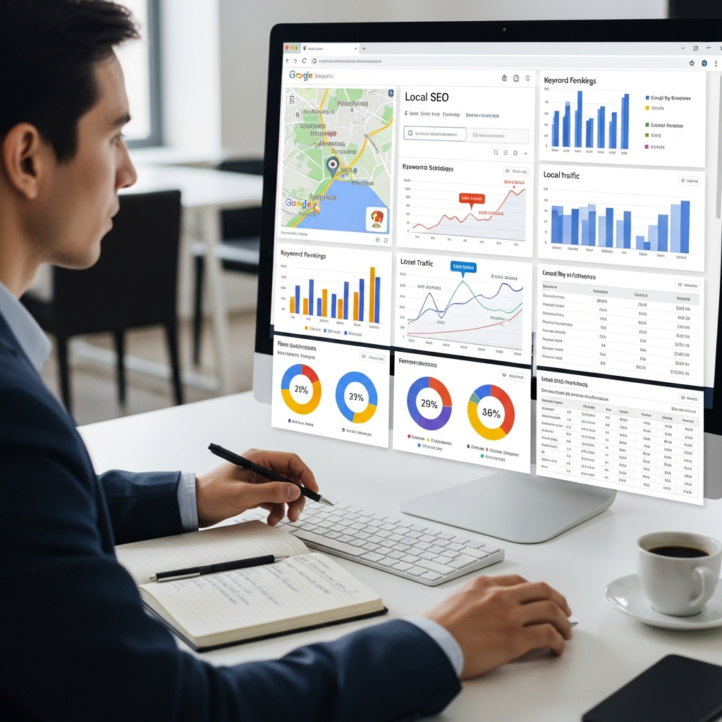 Local SEO performance tracking with analytics and rankings